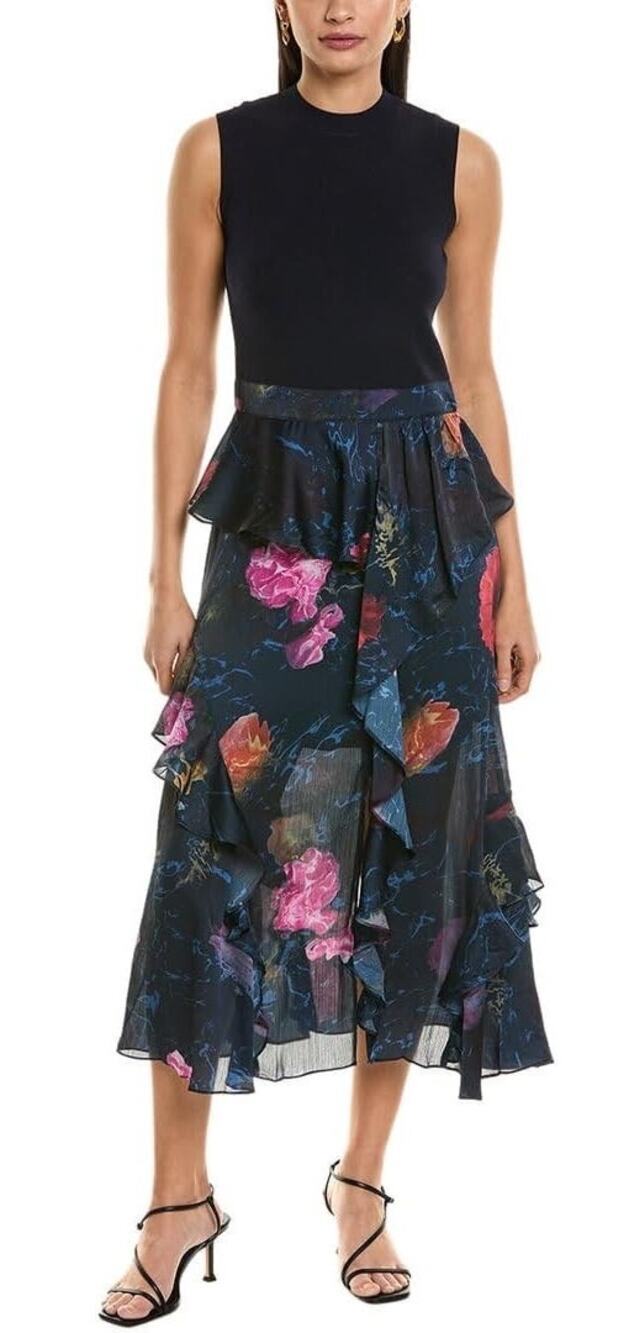 Ted Baker Rowana mixed media midi dress women's size 0